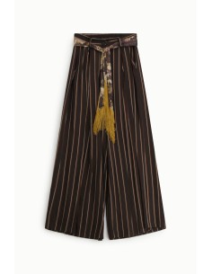 Pantalon palazzo rayé avec ceinture décorative Dixie 2