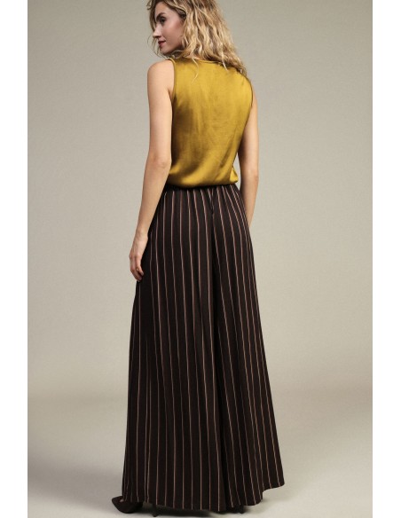 Pantalon palazzo rayé avec ceinture décorative Dixie