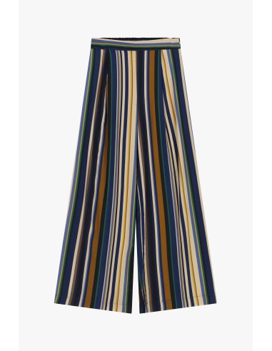 Pantalon palazzo rayé multicolore taille haute Dixie