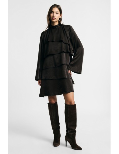 Korte jurk met lange mouwen en ruches Please
