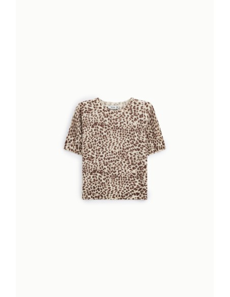 Pull à imprimé animalier et à manches courtes, s’il vous plaît