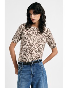 Pull à imprimé animalier et à manches courtes, s’il vous plaît
