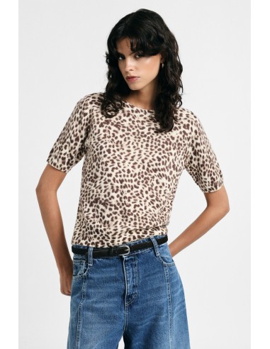 Pull à imprimé animalier et à manches courtes, s’il vous plaît