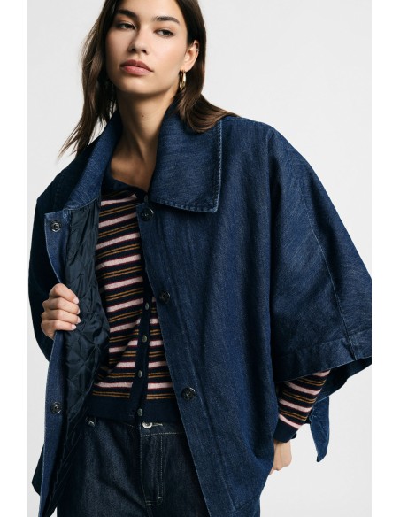 Veste en denim à manches amples et à boutonsVeuillez