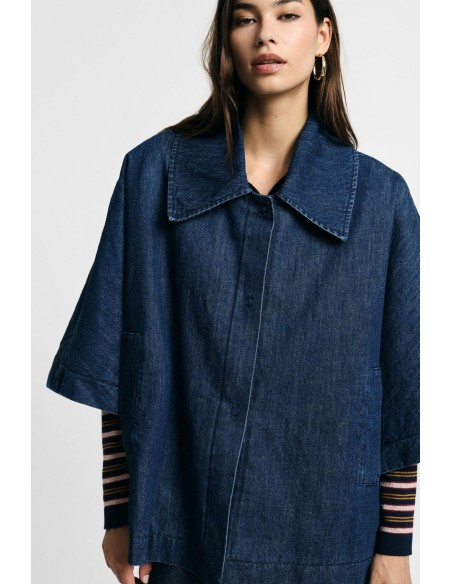 Veste en denim à manches amples et à boutonsVeuillez