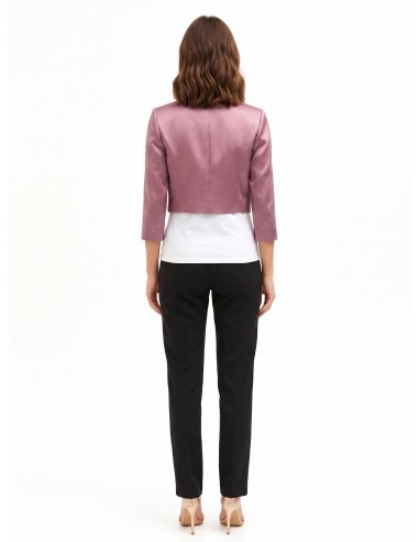 Open cropped spencerjasje van satijn met revers - Rinascimento