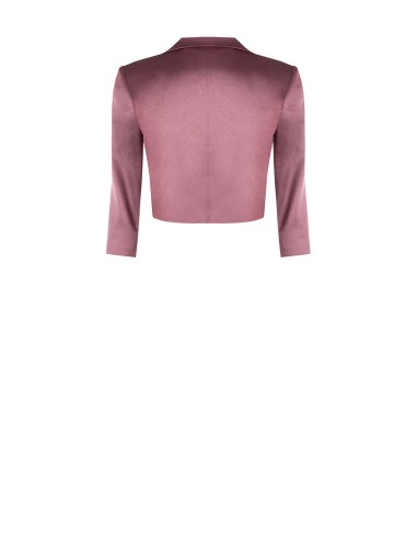 Open cropped spencerjasje van satijn met revers - Rinascimento