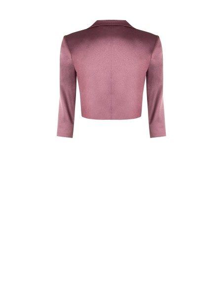Open cropped spencerjasje van satijn met revers - Rinascimento