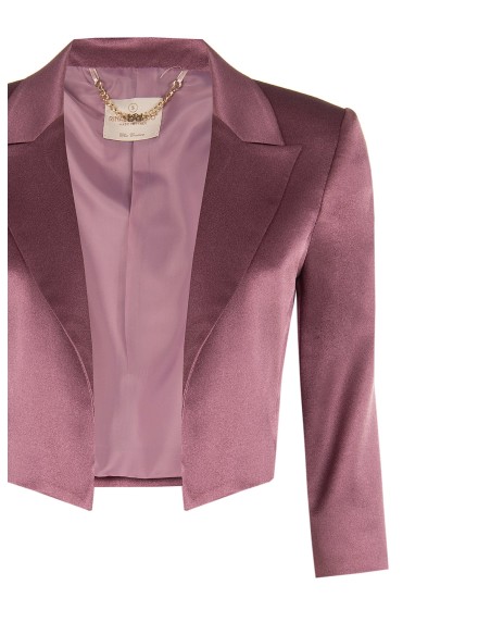 Veste Spencer courte ouverte en satin avec revers Rinascimento