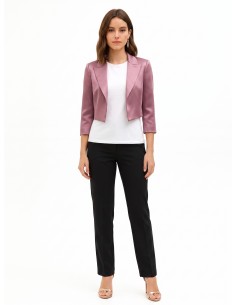 Veste Spencer courte ouverte en satin avec revers Rinascimento
