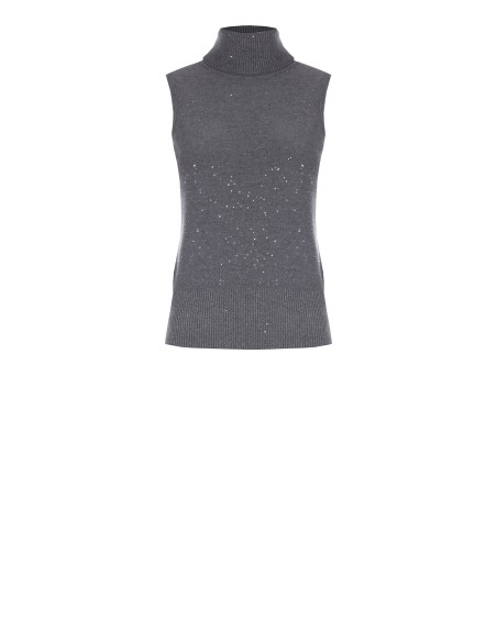 Pull léger sans manches à paillettes Rinascimento