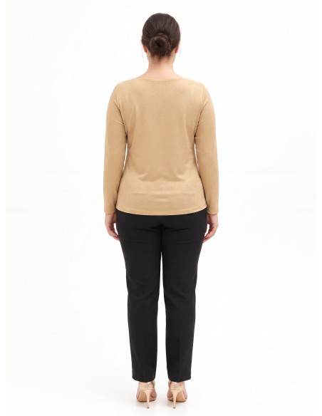 Top curvy ajusté en lurex effet pailleté avec encolure ronde Rinascimento Curvy