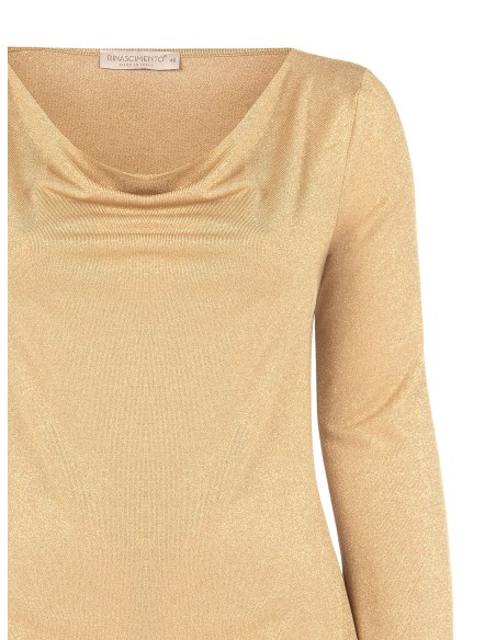 Top curvy ajusté en lurex effet pailleté avec encolure ronde Rinascimento Curvy