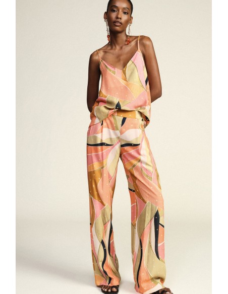 Pantalon palazzo Dixie à jambes larges avec imprimé abstrait