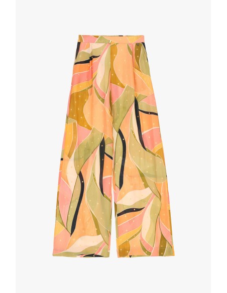 Pantalon palazzo Dixie à jambes larges avec imprimé abstrait