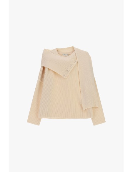 Pull à col rond avec écharpe boutonnée Dixie
