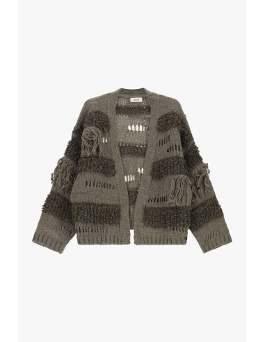 Cardigan à motifs en relief et à franges Dixie