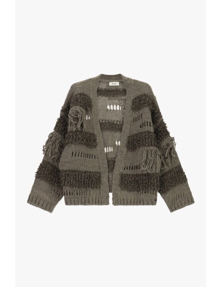 Cardigan à motifs en relief et à franges Dixie