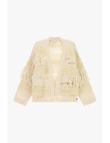 Cardigan à motifs en relief et à franges Dixie