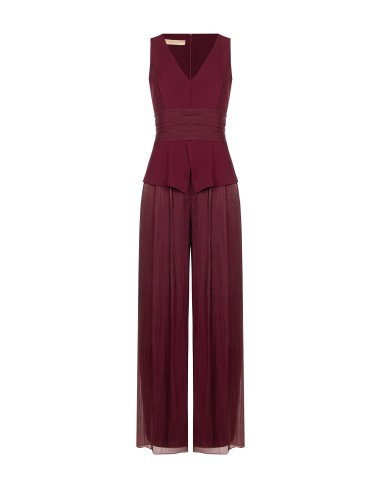 Combinaison pantalon Palazzo en satin lamé et corsage en tissu fluide Rinascimento