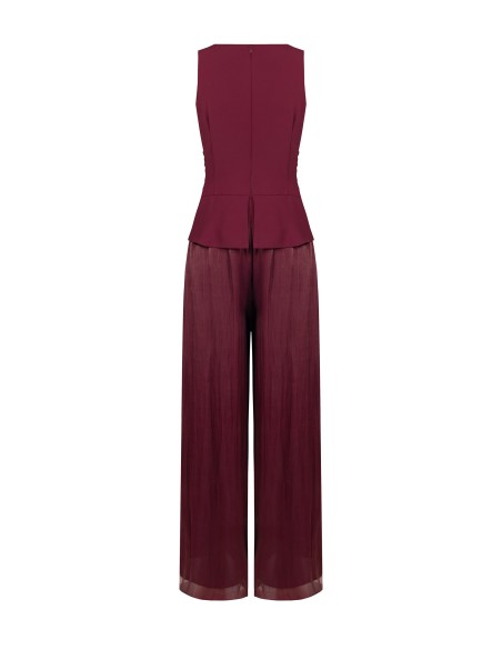 Palazzo-jumpsuit van gelamineerd satijn met een soepelvallend lijfje van Rinascimento-stof