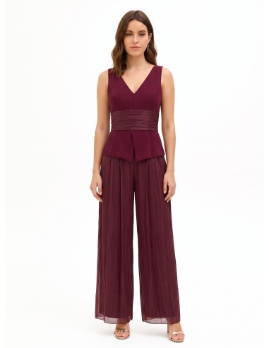 Combinaison pantalon Palazzo en satin lamé et corsage en tissu fluide Rinascimento