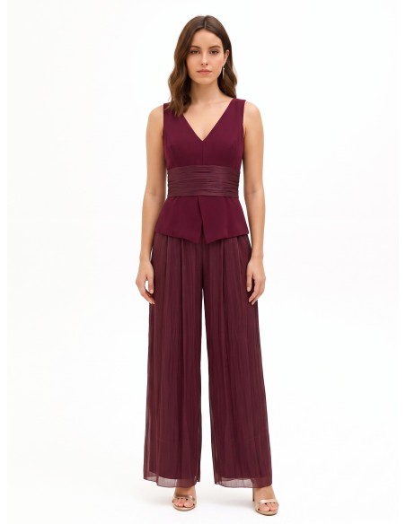 Combinaison pantalon Palazzo en satin lamé et corsage en tissu fluide Rinascimento