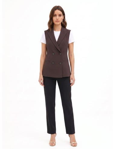 Gilet cintré à double boutonnage en tissu cady Rinascimento