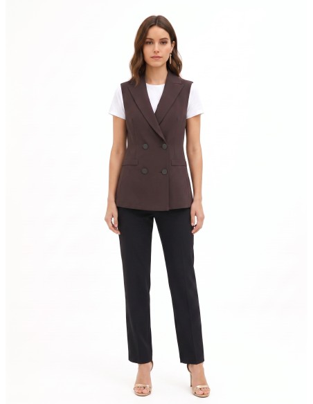 Gilet cintré à double boutonnage en tissu cady Rinascimento