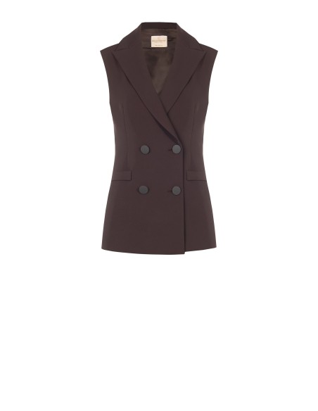 Gilet cintré à double boutonnage en tissu cady Rinascimento
