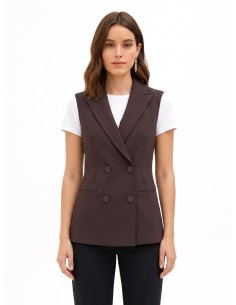 Getailleerd gilet met dubbele rij knopen van Cadi-stof Rinascimento
