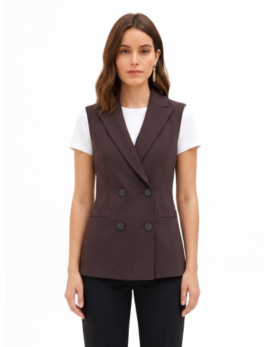 Gilet cintré à double boutonnage en tissu cady Rinascimento