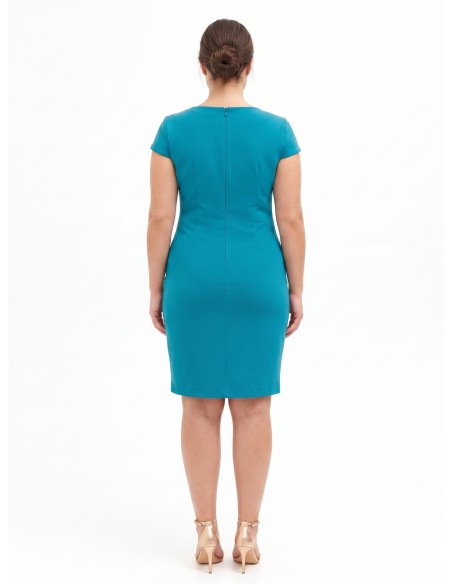 Robe fourreau Curvy en crêpe scuba avec encolure en V froncée sur un côté Rinascimento Curvy