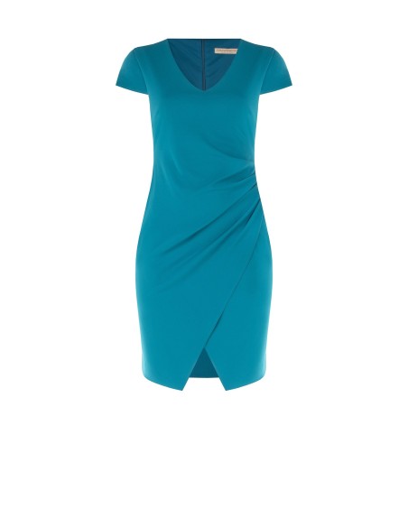 Robe fourreau Curvy en crêpe scuba avec encolure en V froncée sur un côté Rinascimento Curvy