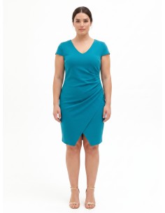Robe fourreau Curvy en crêpe scuba avec encolure en V froncée sur un côté Rinascimento Curvy