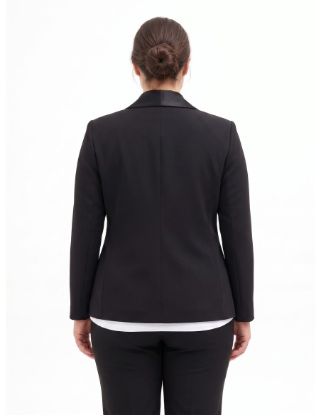 Veste blazer cintrée grande taille en crêpe scuba avec col châle en satin Rinascimento Curvy