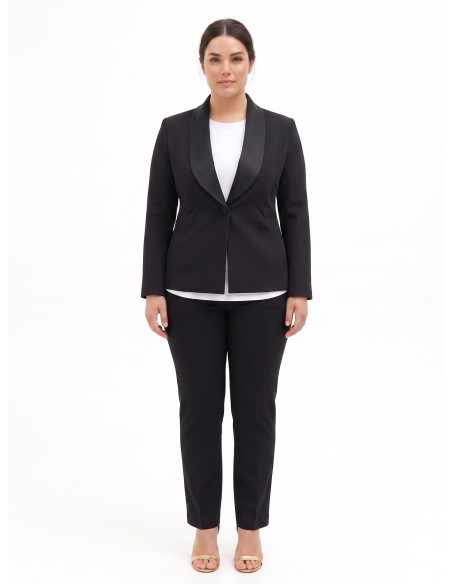 Veste blazer cintrée grande taille en crêpe scuba avec col châle en satin Rinascimento Curvy