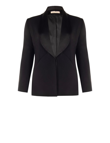Veste blazer cintrée grande taille en crêpe scuba avec col châle en satin Rinascimento Curvy