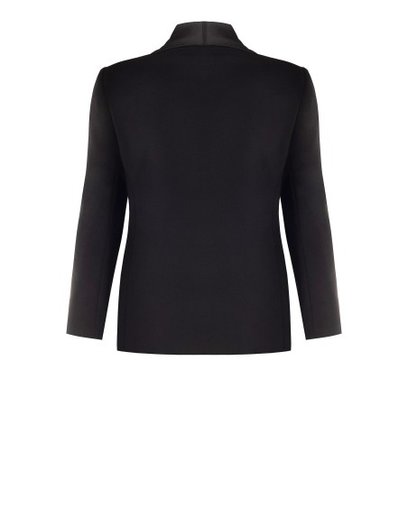 Curvy getailleerde blazer van scuba-crêpe met satijnen sjaalkraag, Rinascimento Curvy