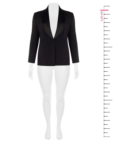 Curvy getailleerde blazer van scuba-crêpe met satijnen sjaalkraag, Rinascimento Curvy