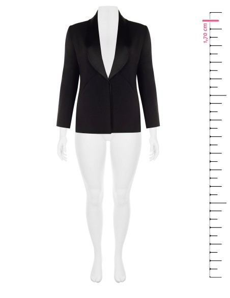 Curvy getailleerde blazer van scuba-crêpe met satijnen sjaalkraag, Rinascimento Curvy