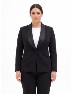 Veste blazer cintrée grande taille en crêpe scuba avec col châle en satin Rinascimento Curvy