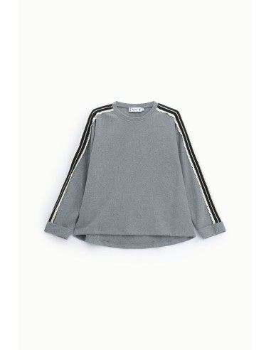 Sweat-shirt à col rond avec bandes sur les manches Please