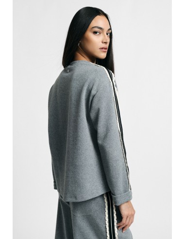 Sweat-shirt à col rond avec bandes sur les manches Please