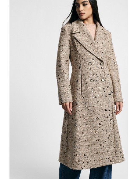Manteau croisé à sequins avec larges revers Veuillez