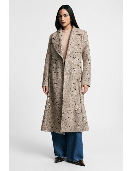 Manteau croisé à sequins avec larges revers Veuillez