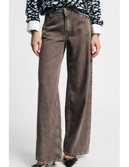 Palazzo-jeans met rechte pijpen en wassing Please