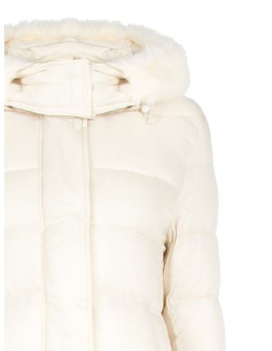 Doudoune longue à capuche avec bordure en fausse fourrure amovible Rinascimento