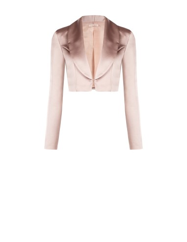 Veste courte en satin avec fermeture à agrafes et col châle Rinascimento