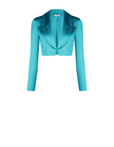 Veste courte en satin avec fermeture à agrafes et col châle Rinascimento
